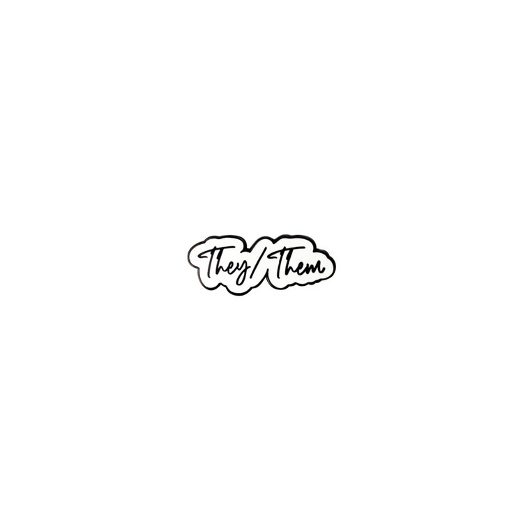 Script Pronoun Enamel Pin