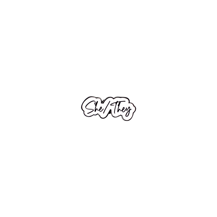 Script Pronoun Enamel Pin