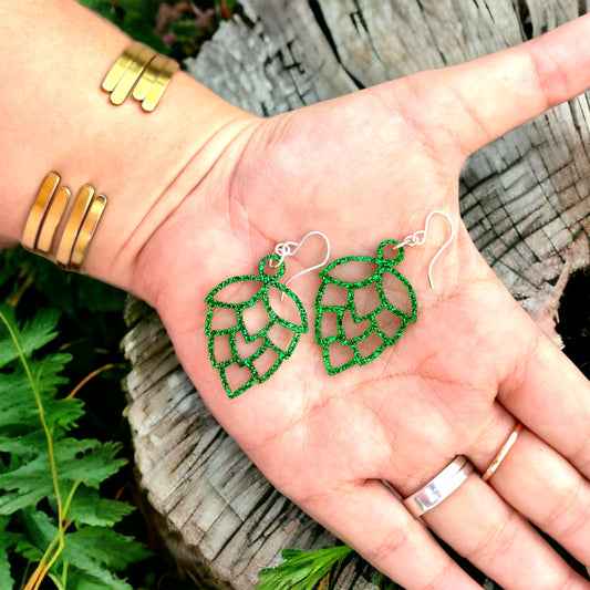 Glitter Green Hop Earrings