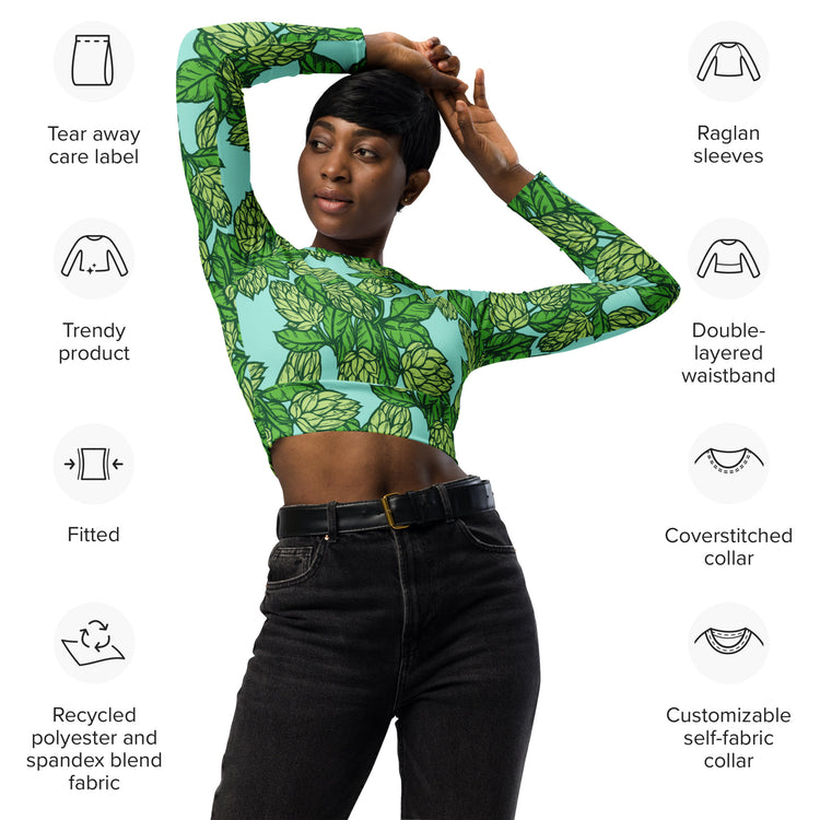 The Hoppy Garden - Recycled Long-Sleeve Crop Top