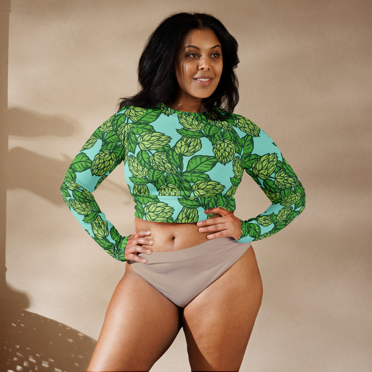 The Hoppy Garden - Recycled Long-Sleeve Crop Top