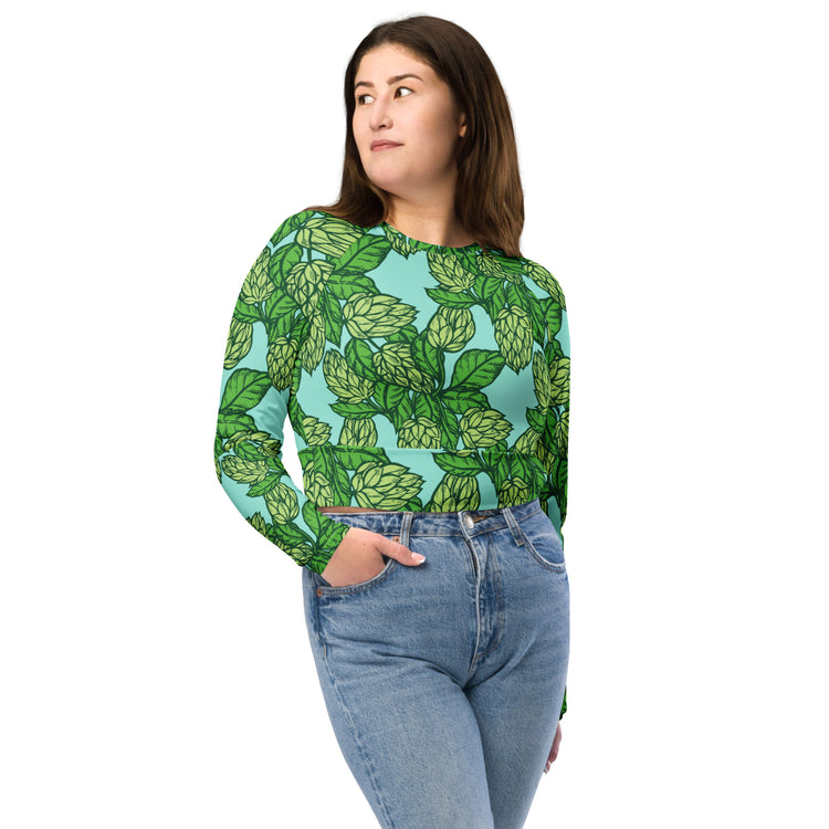 The Hoppy Garden - Recycled Long-Sleeve Crop Top