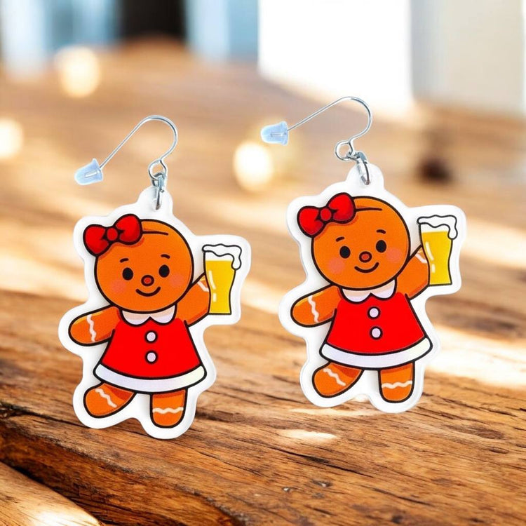 Pre-Order: Gingerbeer Boy Holiday Earrings - CLEAR