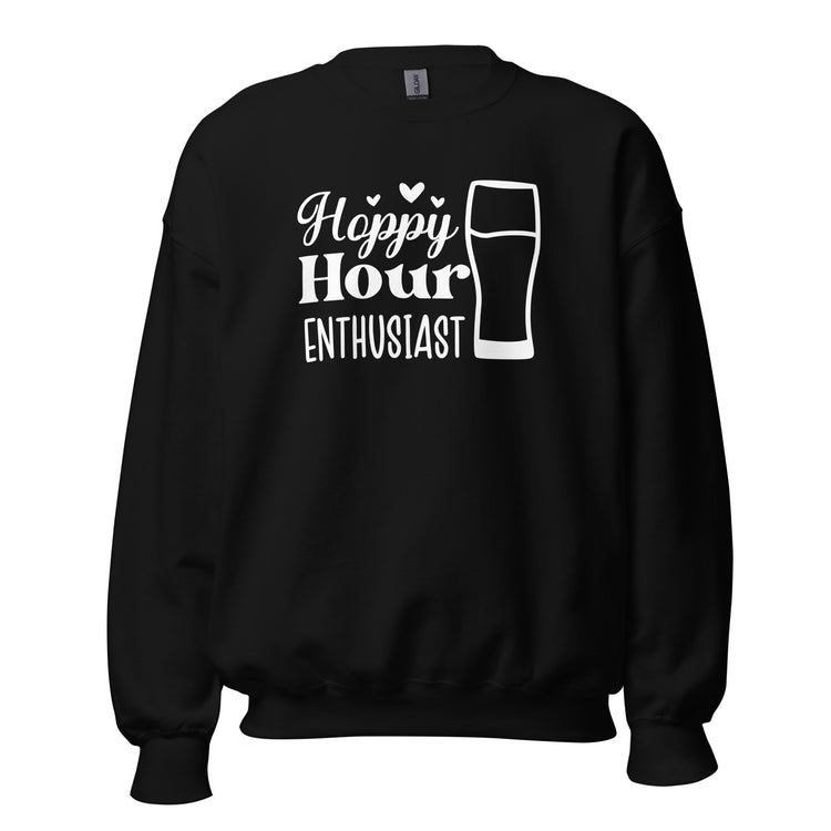 Hoppy Hour Enthusiast - White Ink - Unisex Sweatshirt