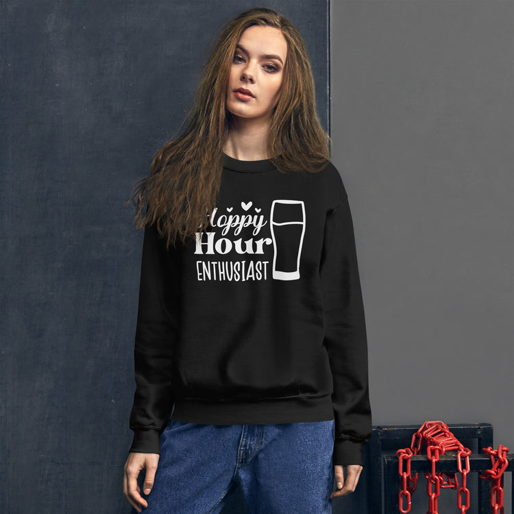 Hoppy Hour Enthusiast - White Ink - Unisex Sweatshirt