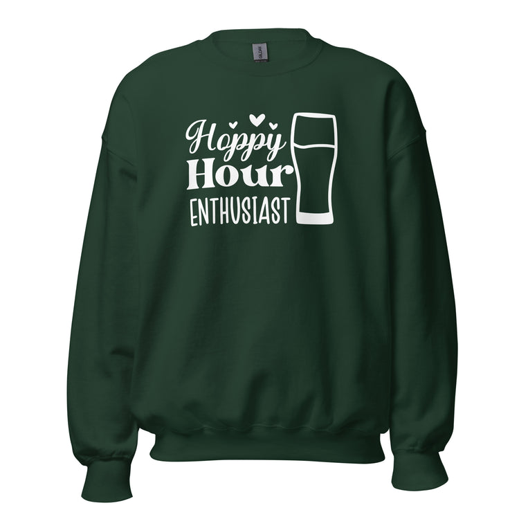 Hoppy Hour Enthusiast - White Ink - Unisex Sweatshirt