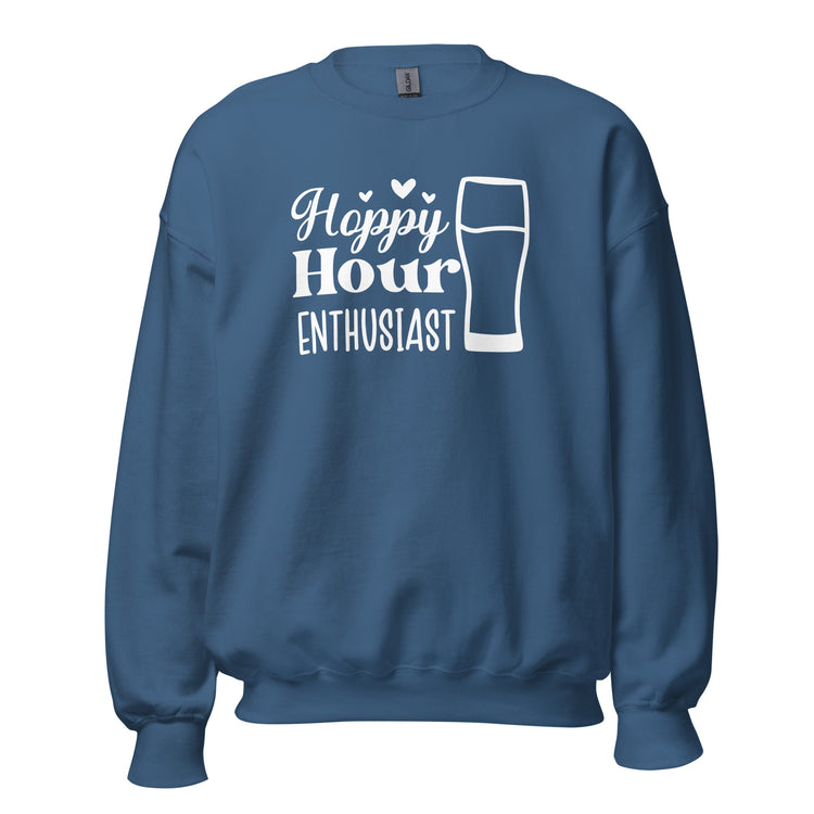 Hoppy Hour Enthusiast - White Ink - Unisex Sweatshirt