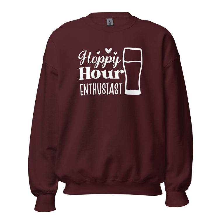 Hoppy Hour Enthusiast - White Ink - Unisex Sweatshirt