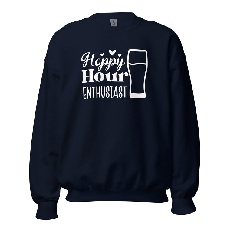 Hoppy Hour Enthusiast - White Ink - Unisex Sweatshirt
