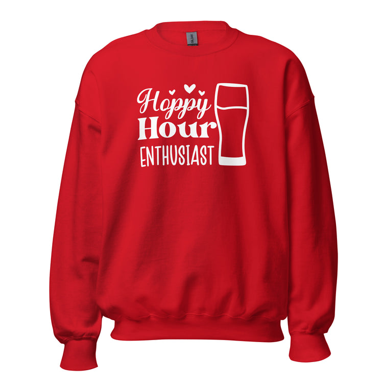 Hoppy Hour Enthusiast - White Ink - Unisex Sweatshirt