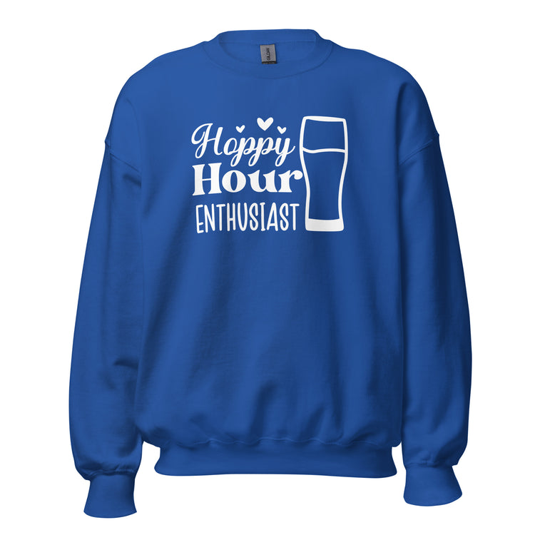 Hoppy Hour Enthusiast - White Ink - Unisex Sweatshirt