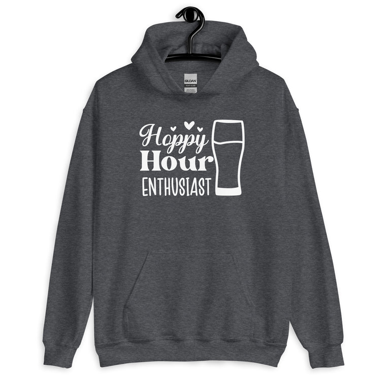 Hoppy Hour Enthusiast - White Ink - Unisex Hoodie