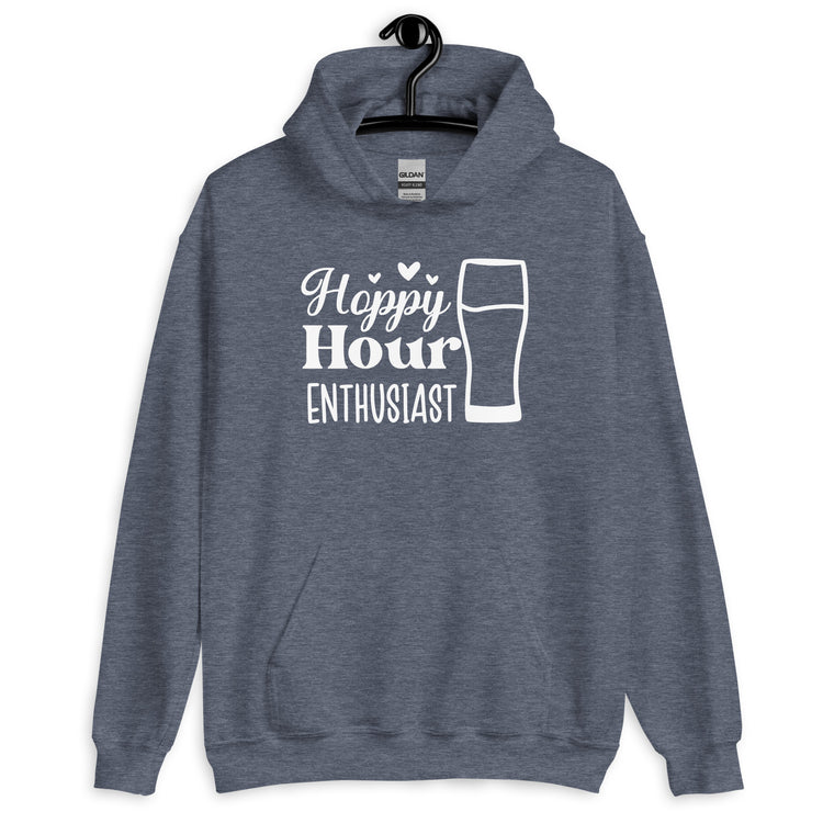 Hoppy Hour Enthusiast - White Ink - Unisex Hoodie