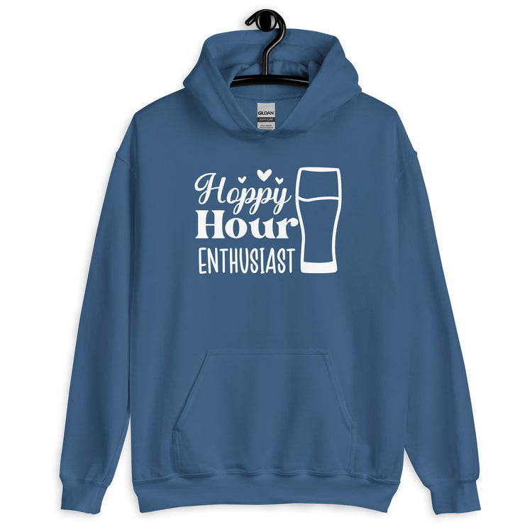 Hoppy Hour Enthusiast - White Ink - Unisex Hoodie