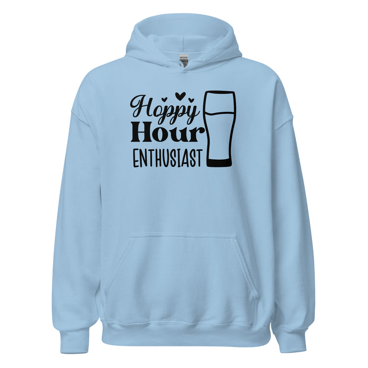 Hoppy Hour Enthusiast - Black Ink - Unisex Hoodie