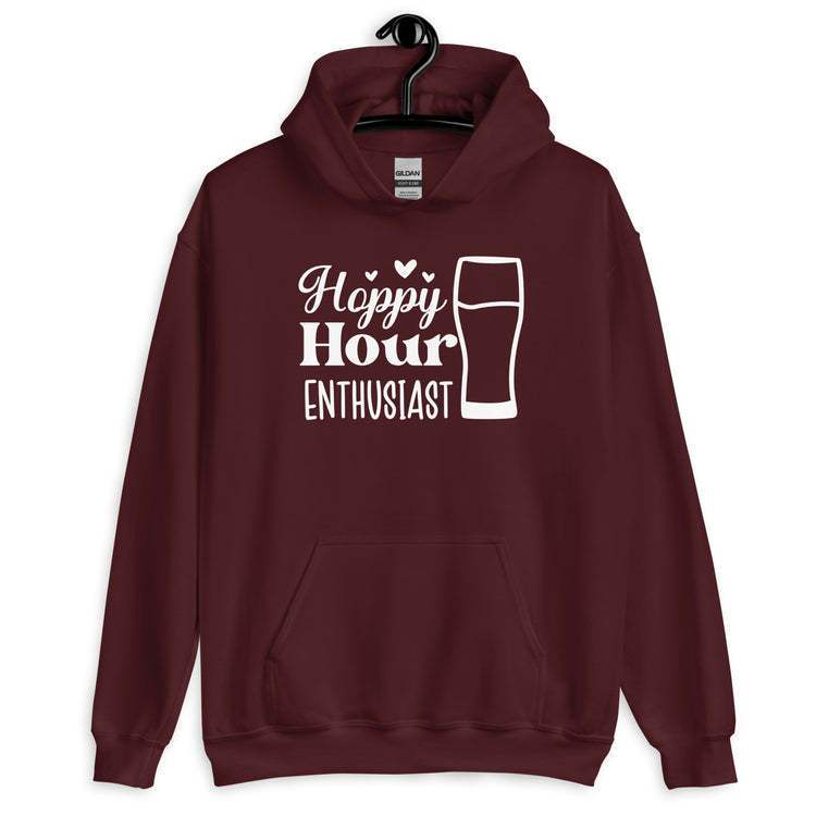 Hoppy Hour Enthusiast - White Ink - Unisex Hoodie