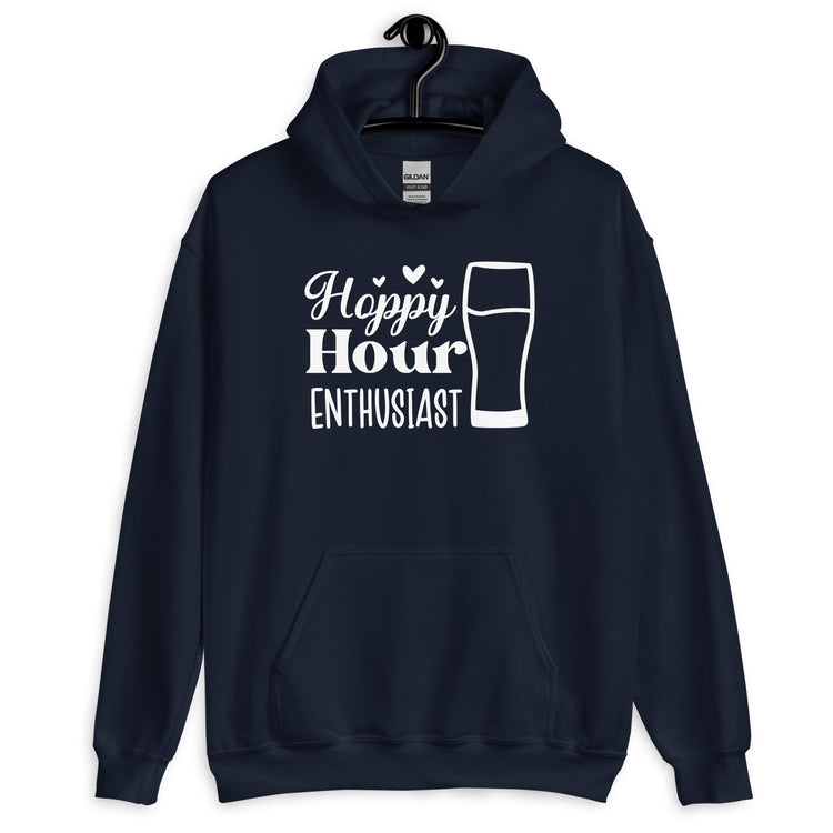 Hoppy Hour Enthusiast - White Ink - Unisex Hoodie
