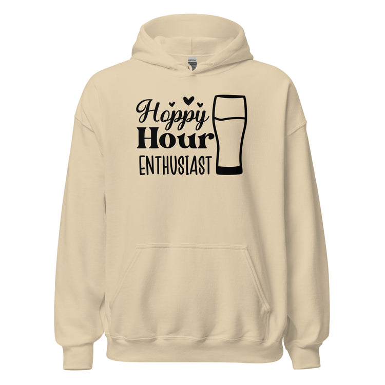 Hoppy Hour Enthusiast - Black Ink - Unisex Hoodie