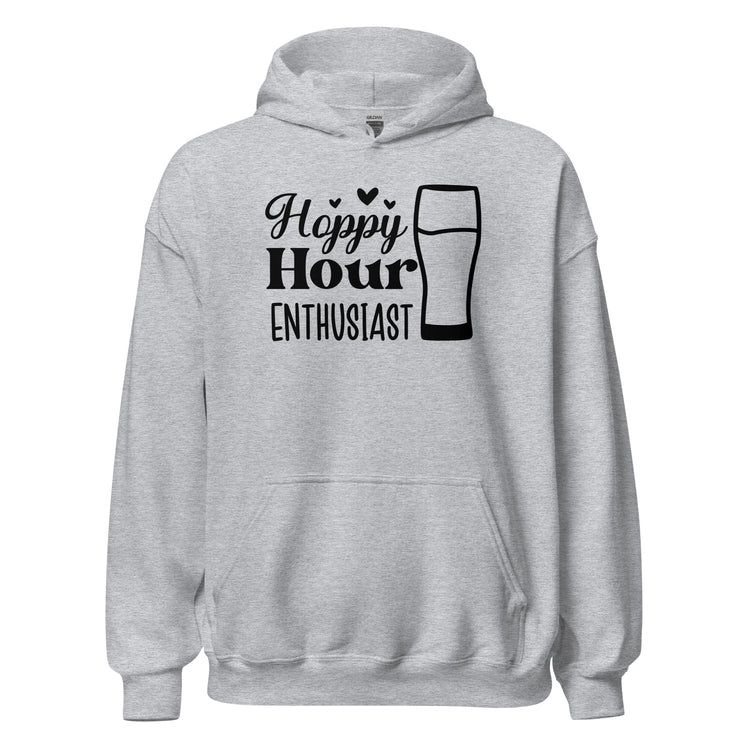 Hoppy Hour Enthusiast - Black Ink - Unisex Hoodie