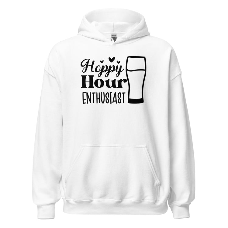Hoppy Hour Enthusiast - Black Ink - Unisex Hoodie