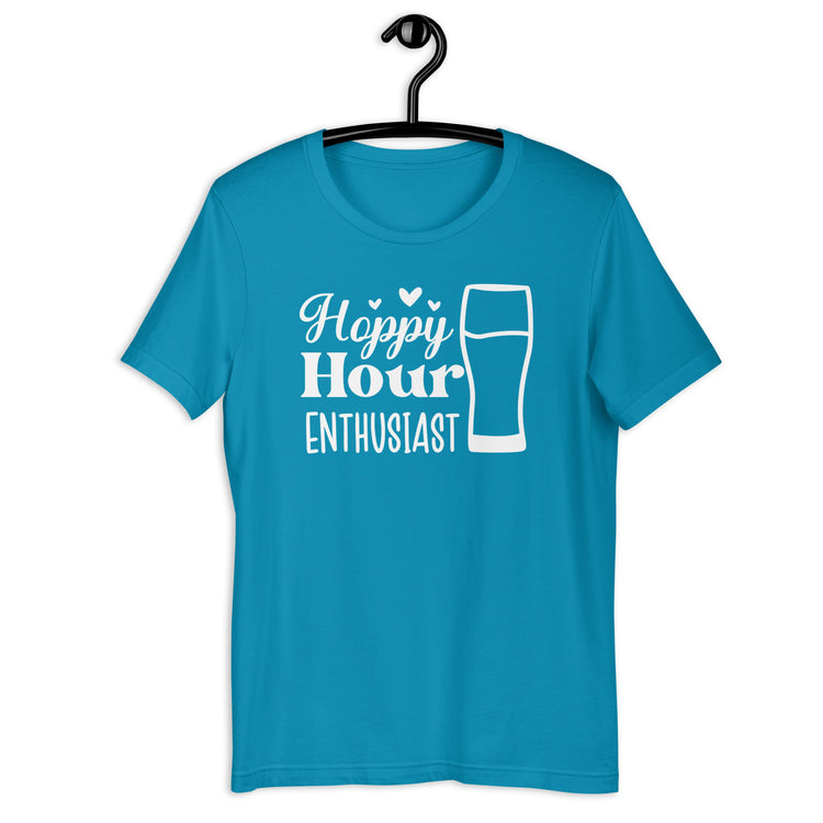 Hoppy Hour Enthusiast - White Ink - Unisex T-Shirt