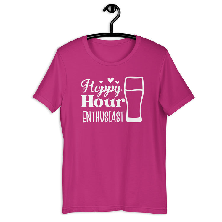 Hoppy Hour Enthusiast - White Ink - Unisex T-Shirt