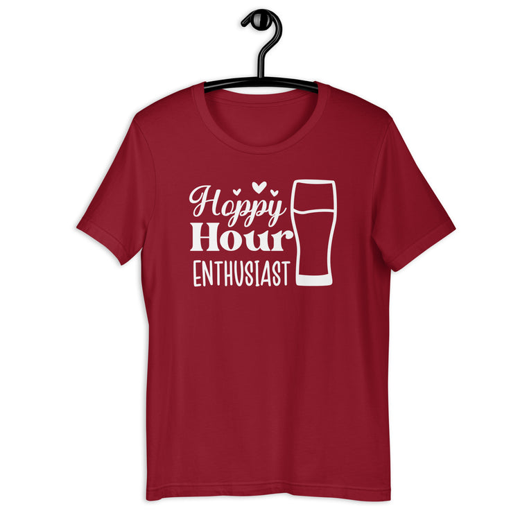 Hoppy Hour Enthusiast - White Ink - Unisex T-Shirt