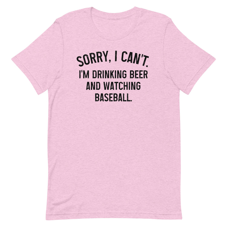 Sorry, I Can't - I'm Drinking Beer and Watching Hockey - Unisex T-Shirt