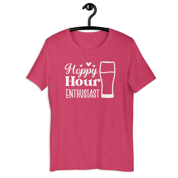 Hoppy Hour Enthusiast - White Ink - Unisex T-Shirt