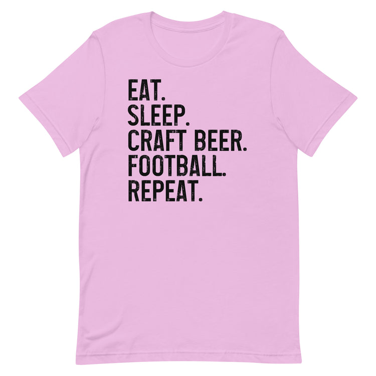 Eat, Sleep, Craft Beer, Football, Repeat - Black Ink - Unisex T-Shirt