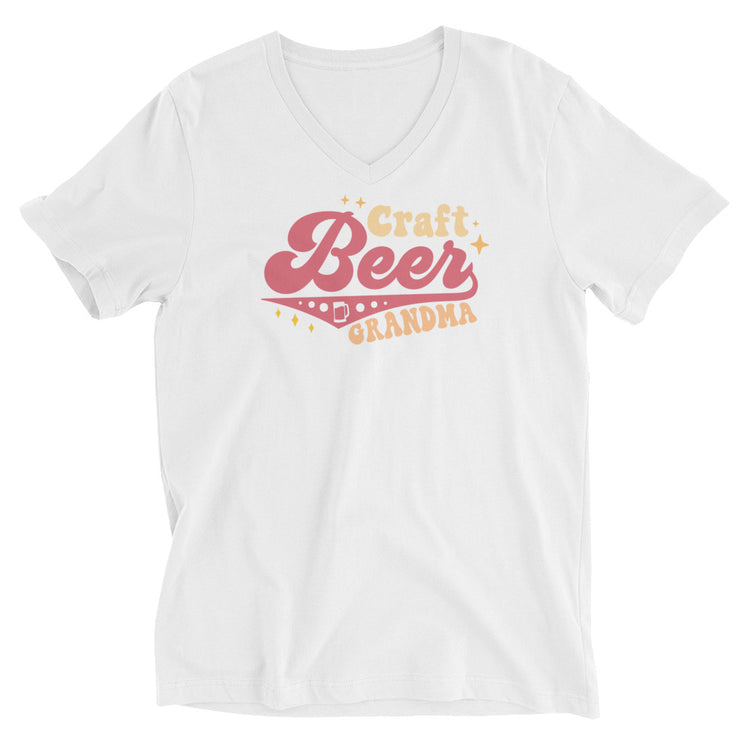 Craft Beer Grandma - Unisex Short Sleeve V-Neck T-Shirt