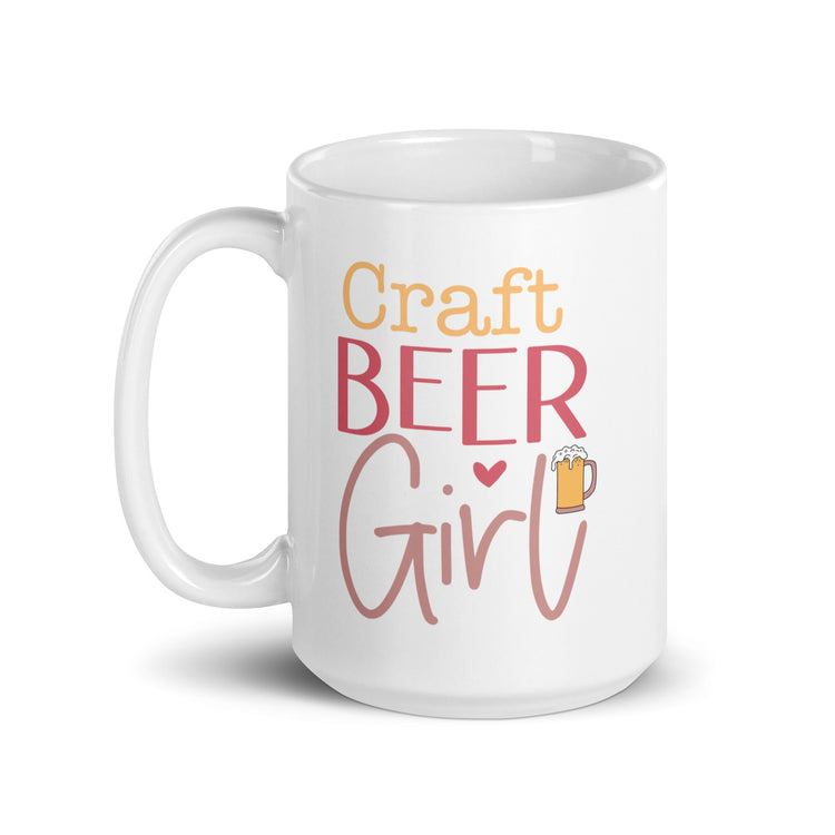 Craft Beer Girl - White Glossy Mug (Left-Handed)