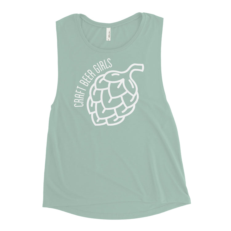 Classic CBG Logo in White Ladies’ Muscle Tank