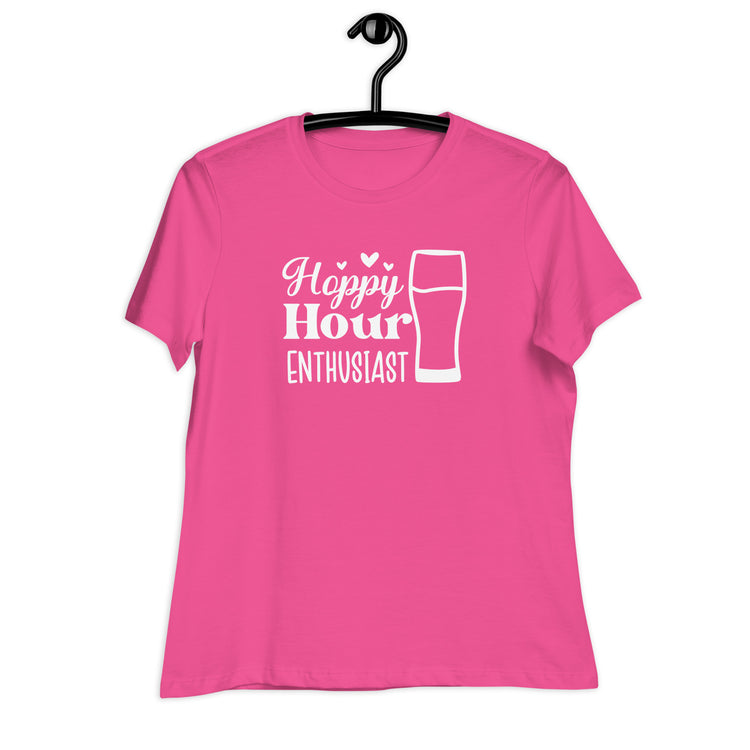 Hoppy Hour Enthusiast - White Ink - Women's Relaxed T-Shirt