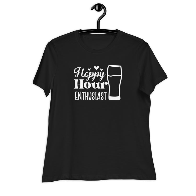 Hoppy Hour Enthusiast - White Ink - Women's Relaxed T-Shirt