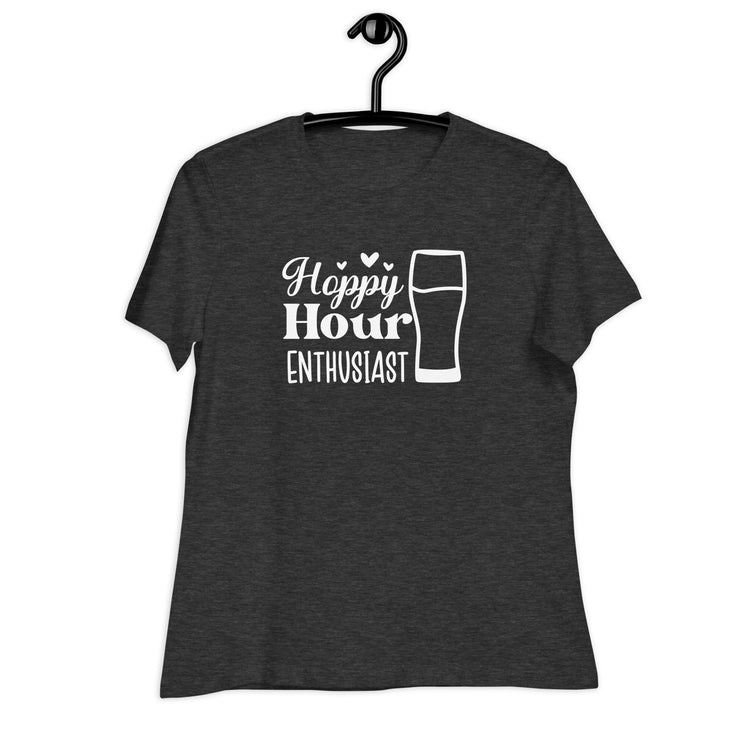 Hoppy Hour Enthusiast - White Ink - Women's Relaxed T-Shirt