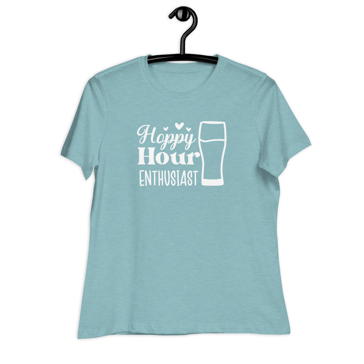 Hoppy Hour Enthusiast - White Ink - Women's Relaxed T-Shirt