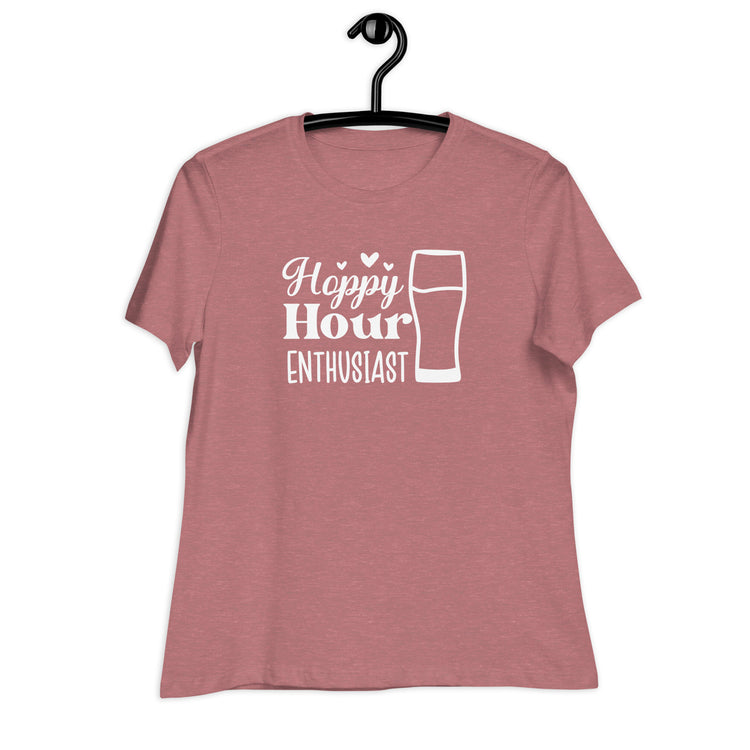 Hoppy Hour Enthusiast - White Ink - Women's Relaxed T-Shirt