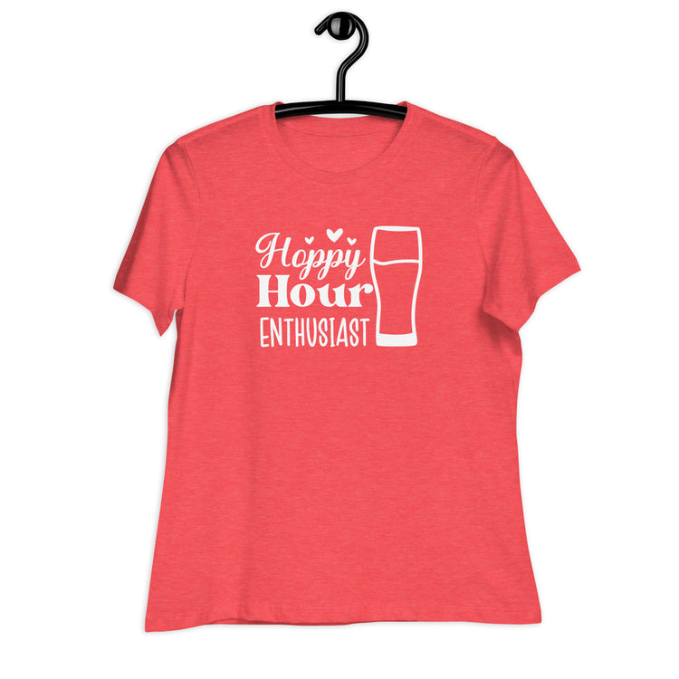 Hoppy Hour Enthusiast - White Ink - Women's Relaxed T-Shirt