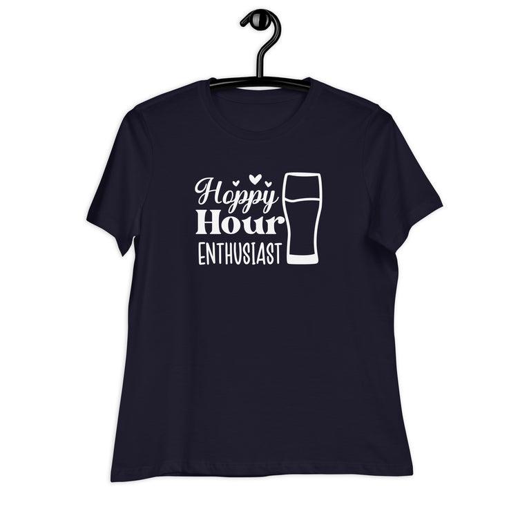 Hoppy Hour Enthusiast - White Ink - Women's Relaxed T-Shirt