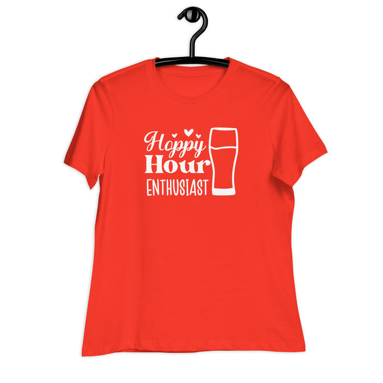 Hoppy Hour Enthusiast - White Ink - Women's Relaxed T-Shirt
