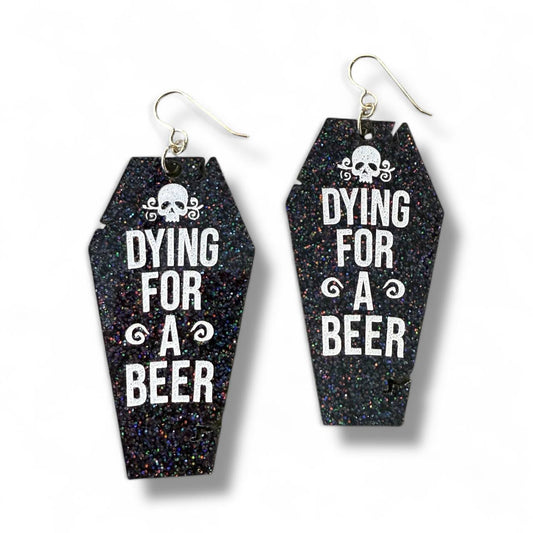 Limited Edition Sparkle Dying for a Beer Earrings
