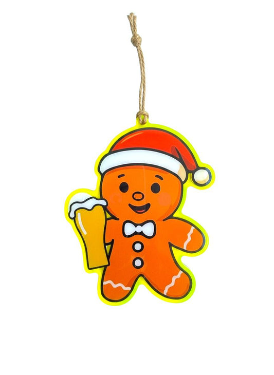 Gingerbeer Boy Holiday Ornament - Green/Yellow Border