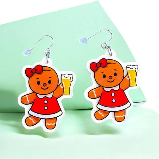 Pre-Order: Gingerbeer Boy Holiday Earrings - CLEAR