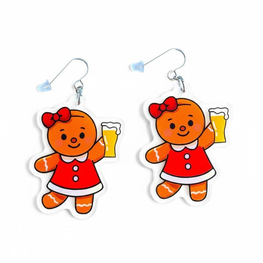 Pre-Order: Gingerbeer Boy Holiday Earrings - CLEAR