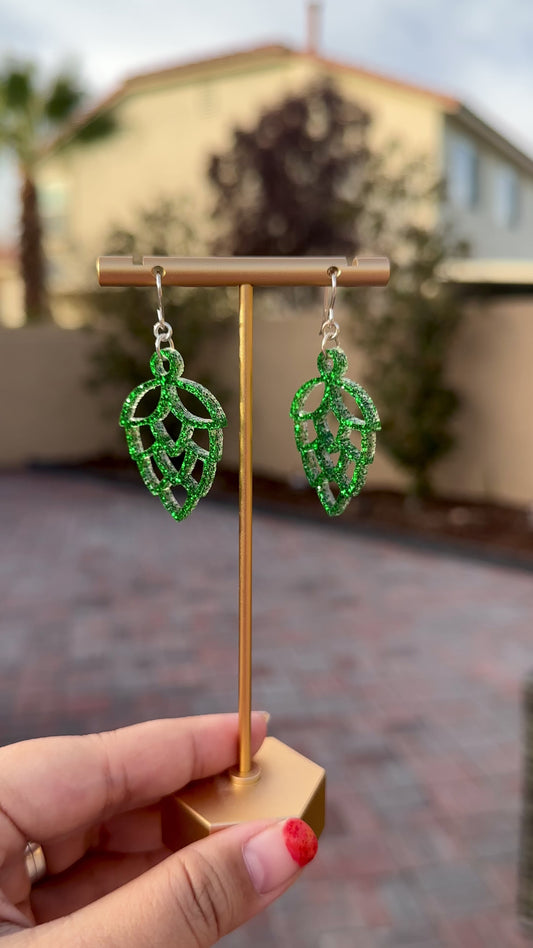 Glitter Green Hop Earrings