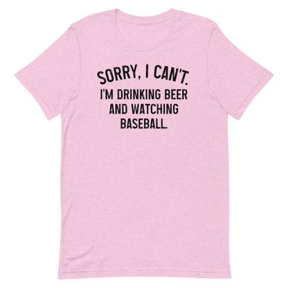 Sorry, I Can't - I'm Drinking Beer and Watching Hockey - Unisex T-Shirt