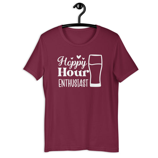 Hoppy Hour Enthusiast - White Ink - Unisex T-Shirt