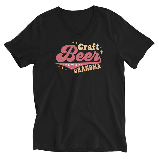 Craft Beer Grandma - Unisex Short Sleeve V-Neck T-Shirt