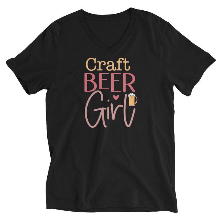 Craft Beer Girl - Unisex Short Sleeve V-Neck T-Shirt